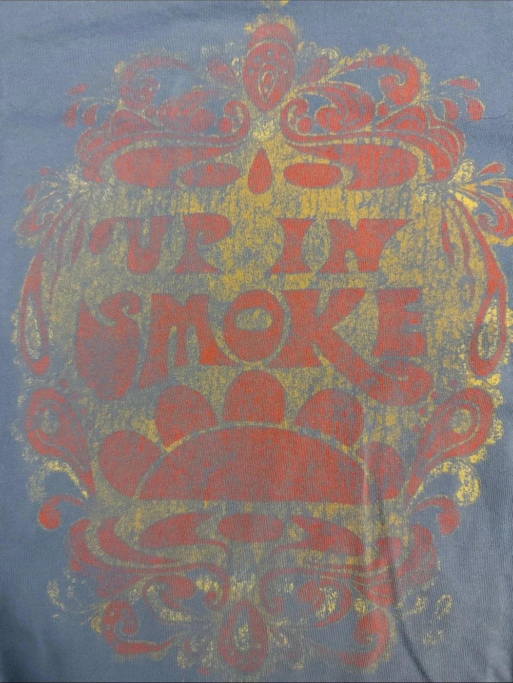 MOTHER  Blue Graphic Tee with UP IN SMOKE Print